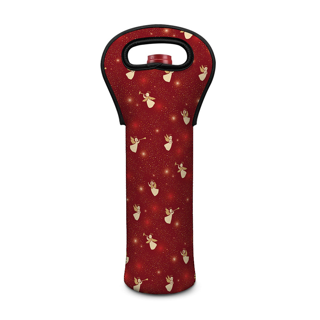 Christmas Angel Pattern Print Single Neoprene Wine Tote