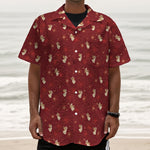 Christmas Angel Pattern Print Textured Short Sleeve Shirt