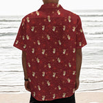 Christmas Angel Pattern Print Textured Short Sleeve Shirt