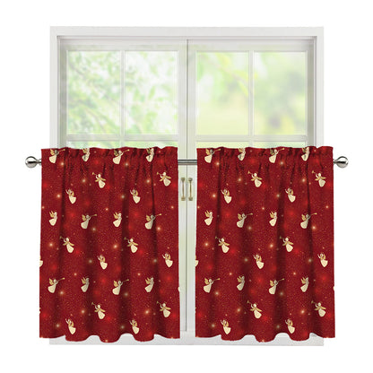 Christmas Angel Pattern Print Tier Curtains