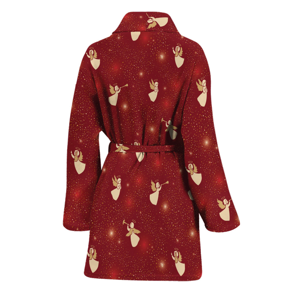 Christmas Angel Pattern Print Women's Bathrobe