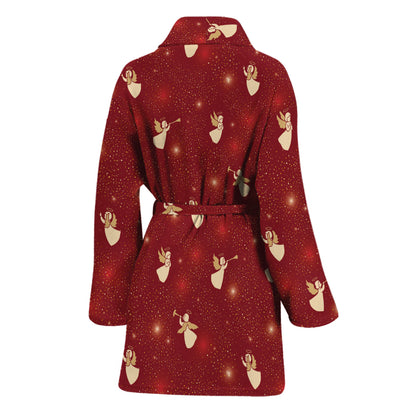 Christmas Angel Pattern Print Women's Bathrobe