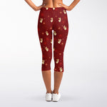 Christmas Angel Pattern Print Women's Capri Leggings