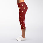Christmas Angel Pattern Print Women's Capri Leggings
