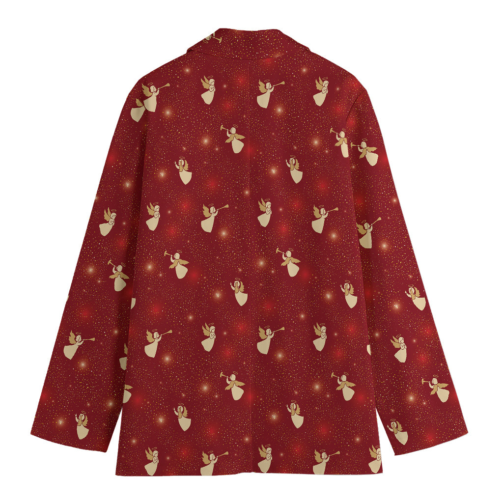 Christmas Angel Pattern Print Women's Cotton Blazer