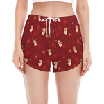 Christmas Angel Pattern Print Women's Split Running Shorts