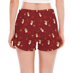 Christmas Angel Pattern Print Women's Split Running Shorts