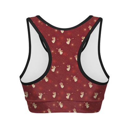 Christmas Angel Pattern Print Women's Sports Bra