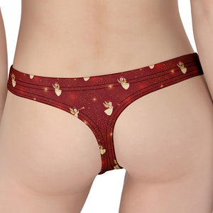 Christmas Angel Pattern Print Women's Thong