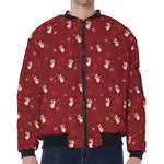 Christmas Angel Pattern Print Zip Sleeve Bomber Jacket