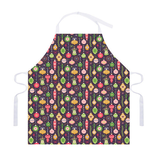 Christmas Baubles Pattern Print Adjustable Apron