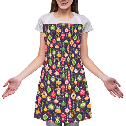 Christmas Baubles Pattern Print Adjustable Apron