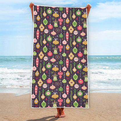 Christmas Baubles Pattern Print Beach Towel