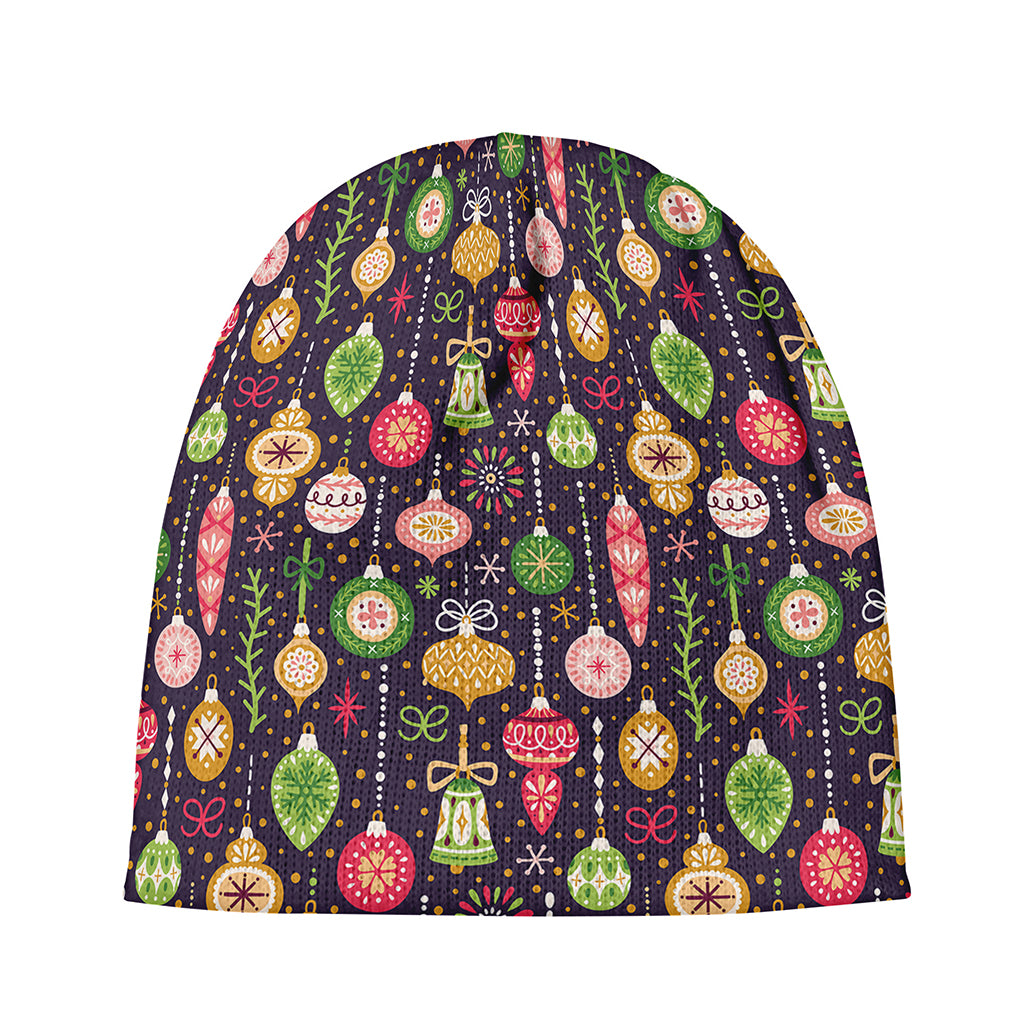 Christmas Baubles Pattern Print Beanie