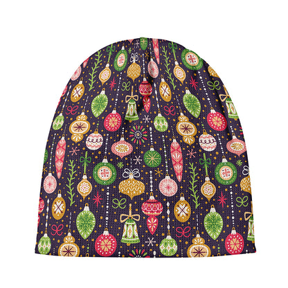 Christmas Baubles Pattern Print Beanie