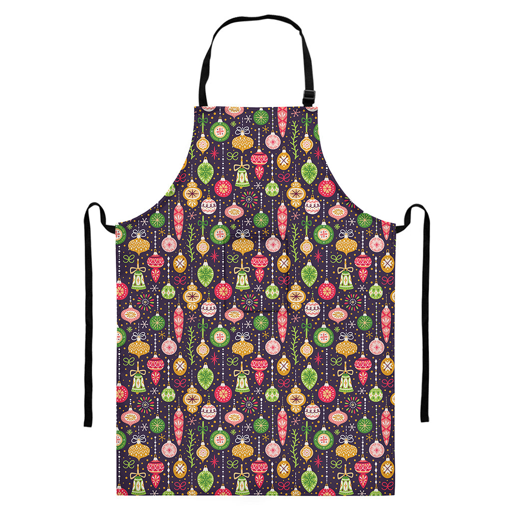 Christmas Baubles Pattern Print Bib Apron With Pocket