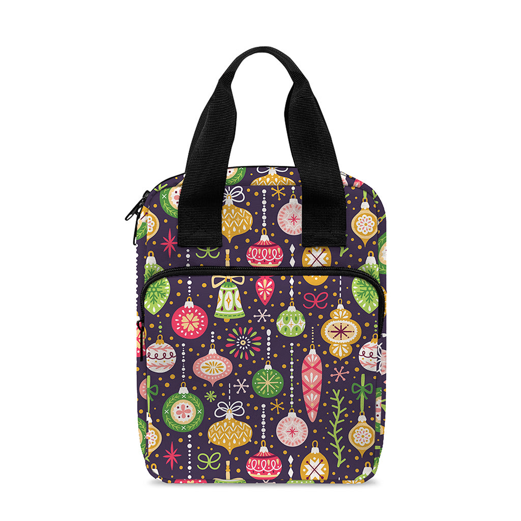 Christmas Baubles Pattern Print Bible Tote Bag