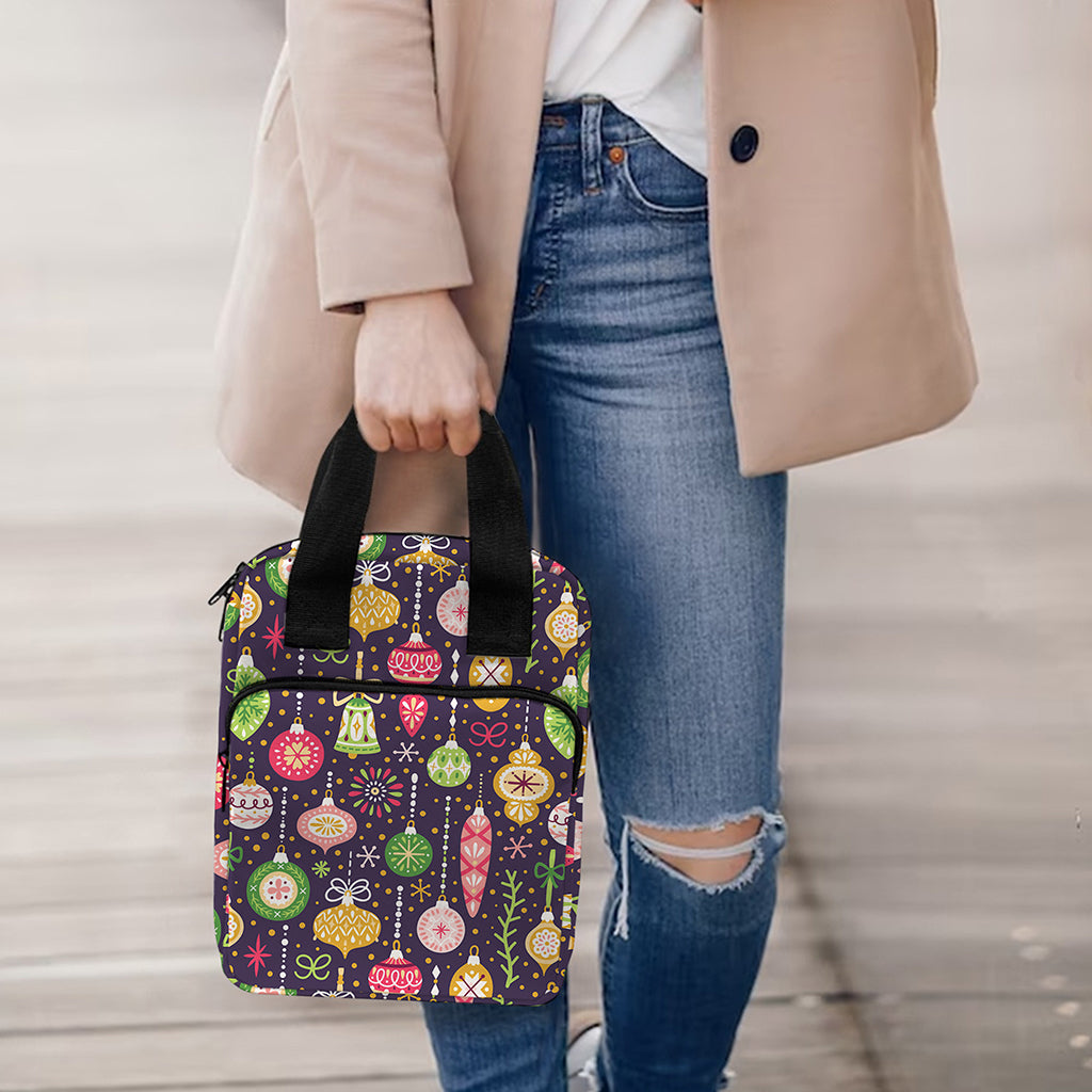 Christmas Baubles Pattern Print Bible Tote Bag