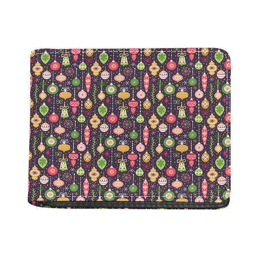 Christmas Baubles Pattern Print Bifold Wallet