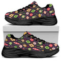 Christmas Baubles Pattern Print Black Chunky Shoes