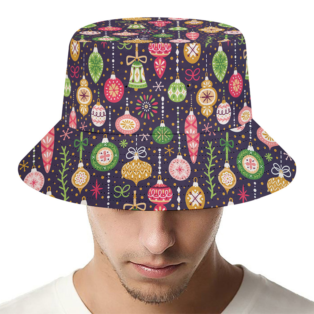 Christmas Baubles Pattern Print Bucket Hat