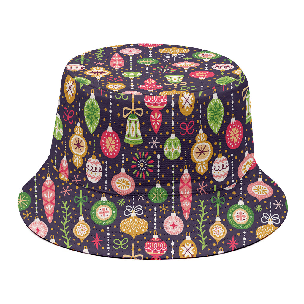 Christmas Baubles Pattern Print Bucket Hat