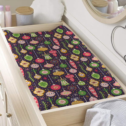 Christmas Baubles Pattern Print Changing Pad Cover
