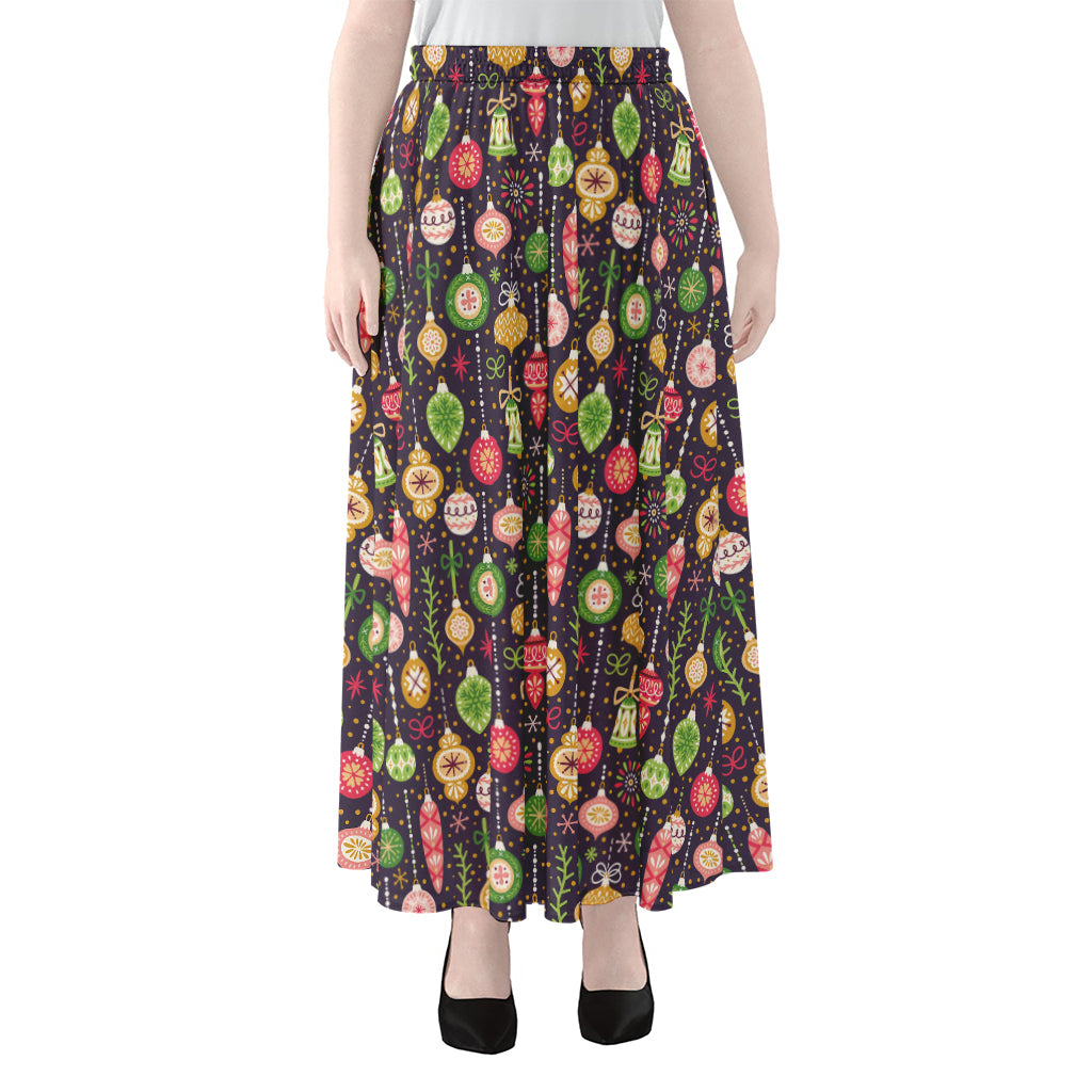 Christmas Baubles Pattern Print Chiffon Maxi Skirt