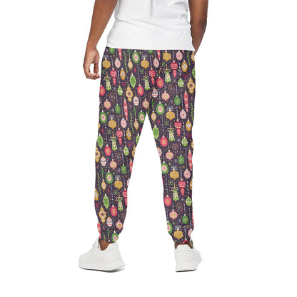Christmas Baubles Pattern Print Cotton Pants