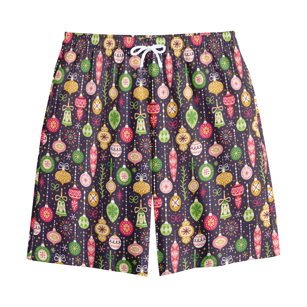 Christmas Baubles Pattern Print Cotton Shorts