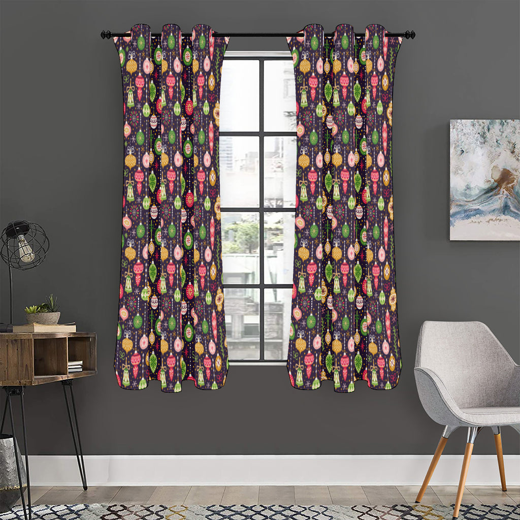Christmas Baubles Pattern Print Curtain