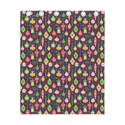 Christmas Baubles Pattern Print Curtain