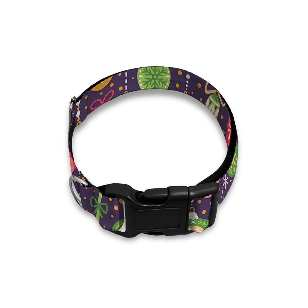 Christmas Baubles Pattern Print Dog Collar