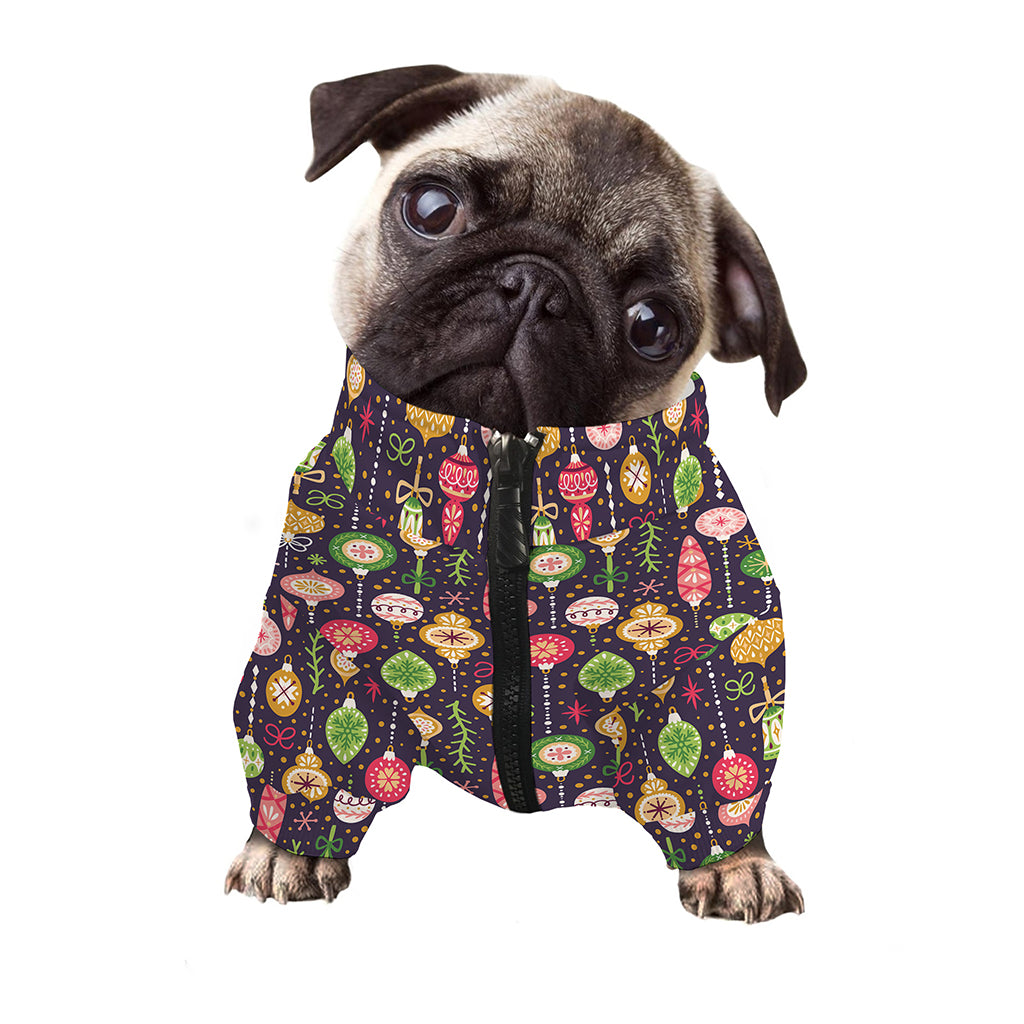 Christmas Baubles Pattern Print Dog Zip Up Jacket
