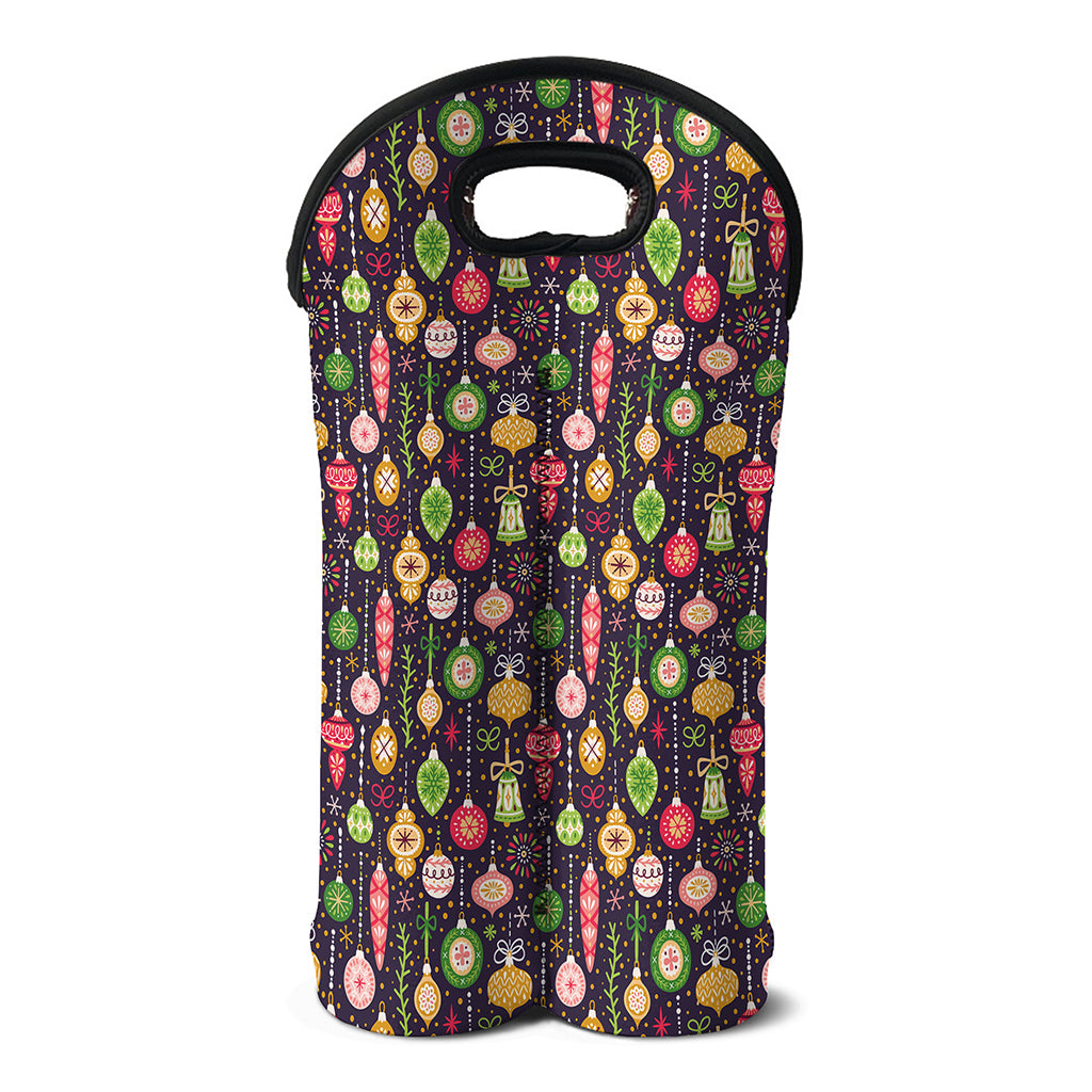 Christmas Baubles Pattern Print Double Neoprene Wine Tote