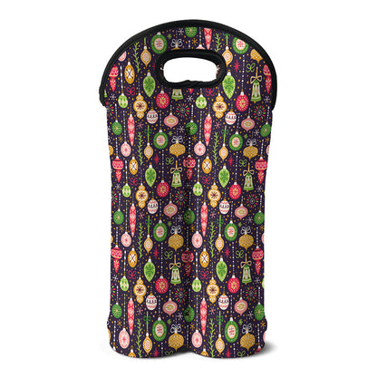 Christmas Baubles Pattern Print Double Neoprene Wine Tote