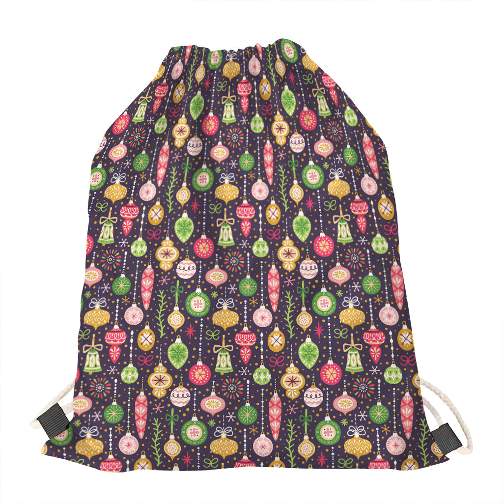 Christmas Baubles Pattern Print Drawstring Bag