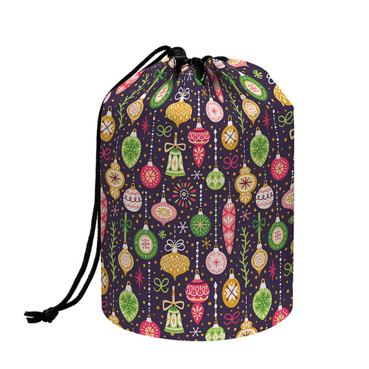 Christmas Baubles Pattern Print Drawstring Makeup Bag