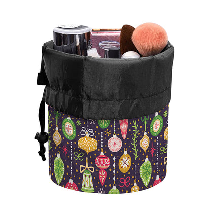 Christmas Baubles Pattern Print Drawstring Makeup Bag