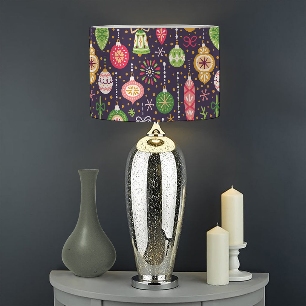 Christmas Baubles Pattern Print Drum Lamp Shade