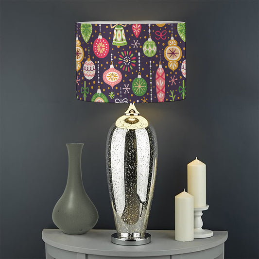 Christmas Baubles Pattern Print Drum Lamp Shade