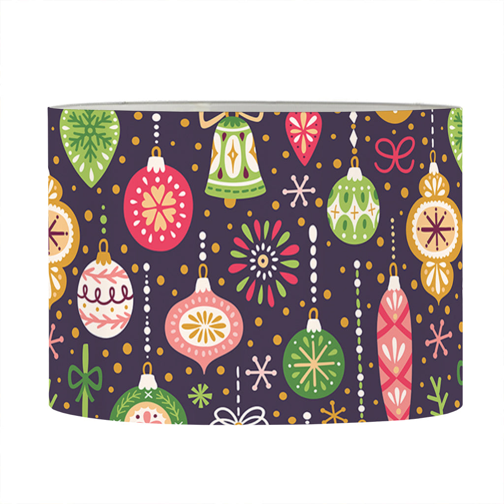 Christmas Baubles Pattern Print Drum Lamp Shade