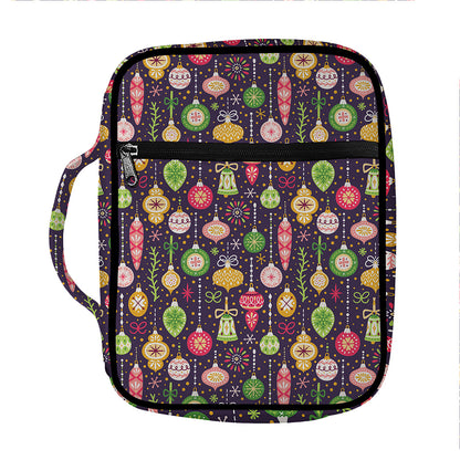 Christmas Baubles Pattern Print Front Pocket Bible Bag