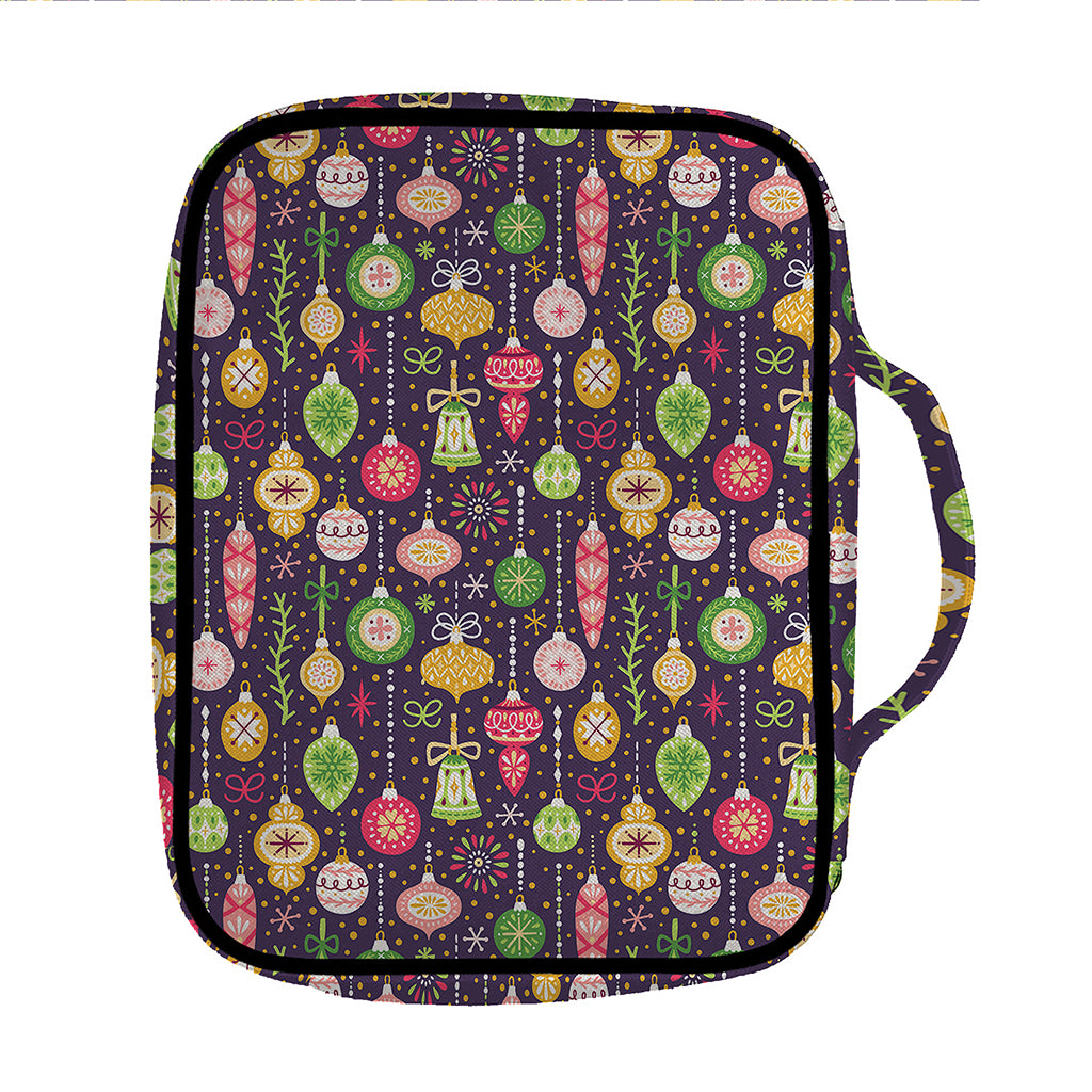 Christmas Baubles Pattern Print Front Pocket Bible Bag