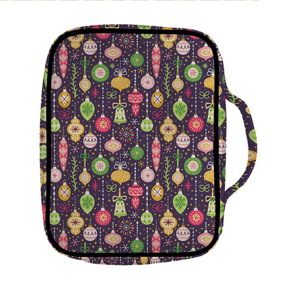Christmas Baubles Pattern Print Front Pocket Bible Bag