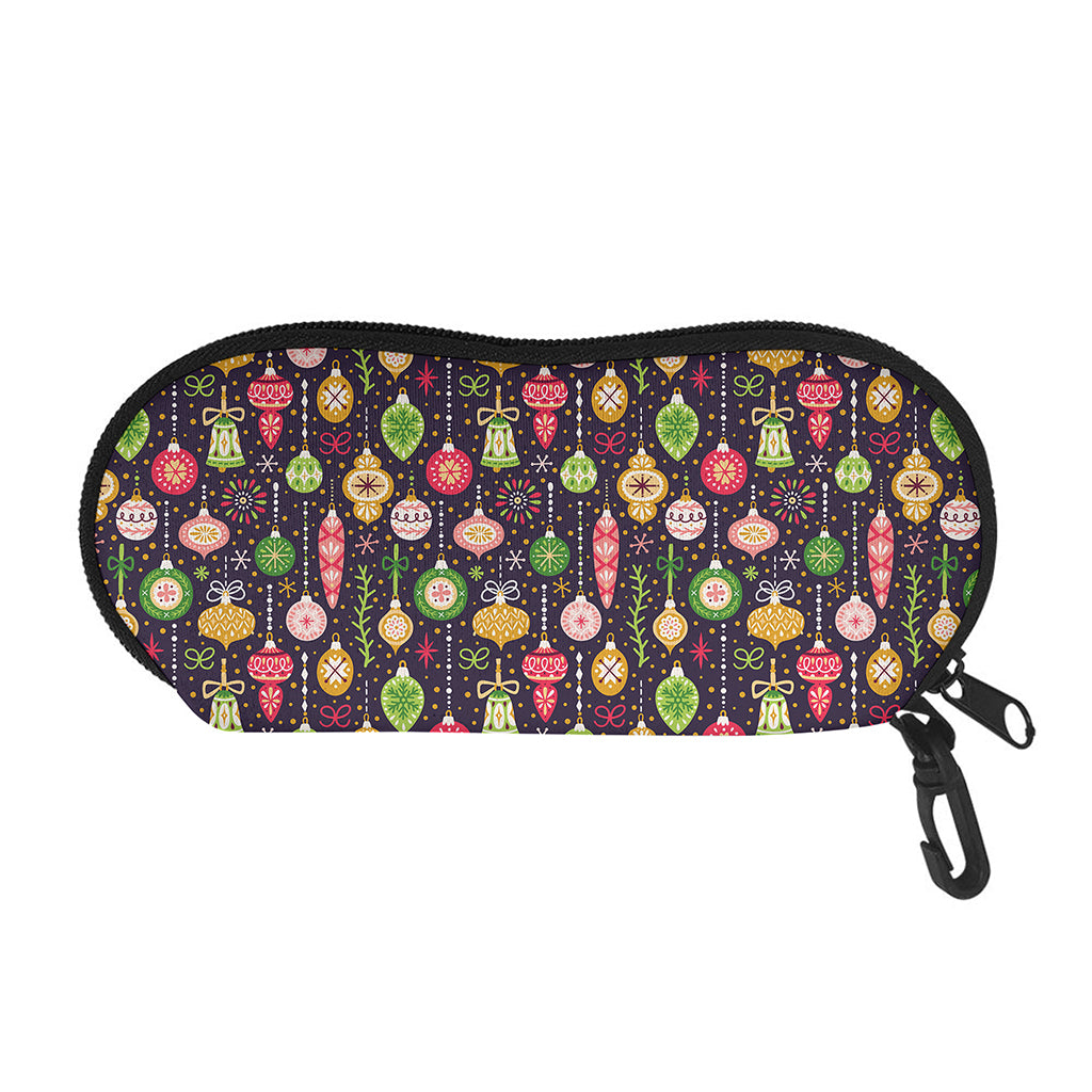 Christmas Baubles Pattern Print Glasses Case