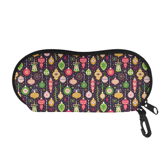 Christmas Baubles Pattern Print Glasses Case