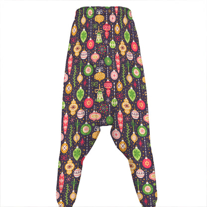 Christmas Baubles Pattern Print Hammer Pants