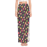 Christmas Baubles Pattern Print High Slit Maxi Skirt