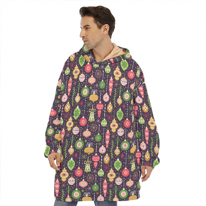 Christmas Baubles Pattern Print Hoodie Blanket